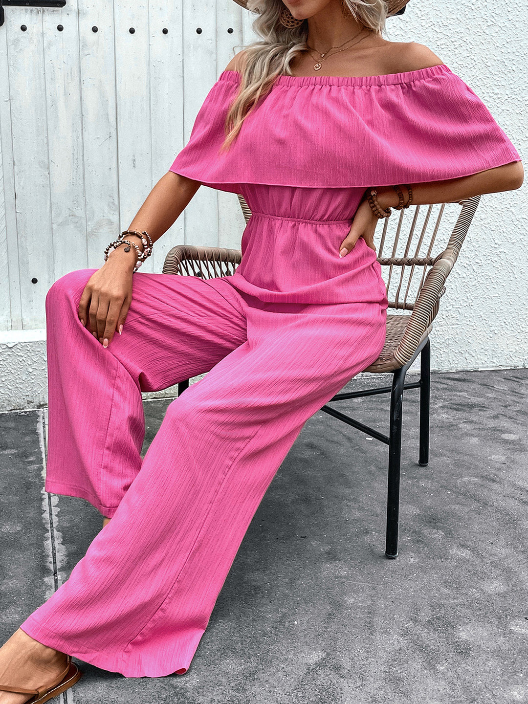 Off-Shoulder Wide Leg Jumpsuit