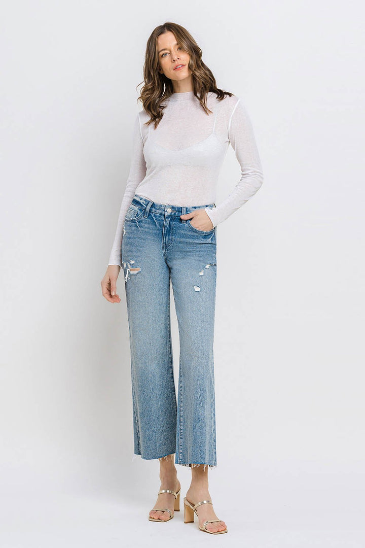 Vervet by Flying Monkey Mid Rise Crop Wide Leg Jeans