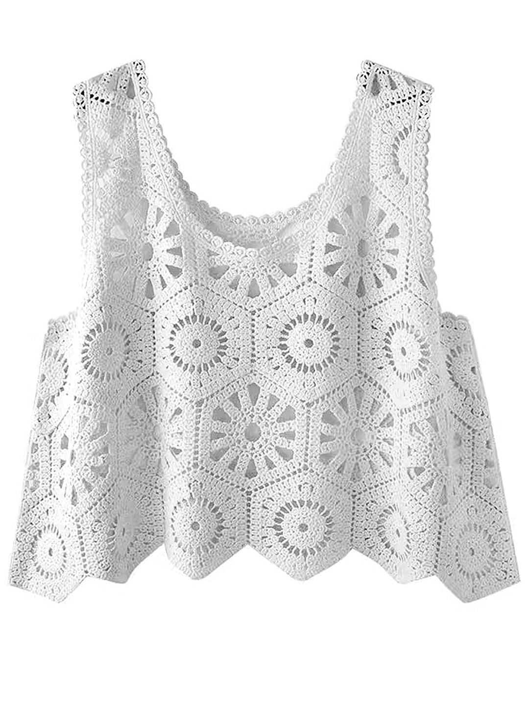 Openwork Round Neck Knit Vest