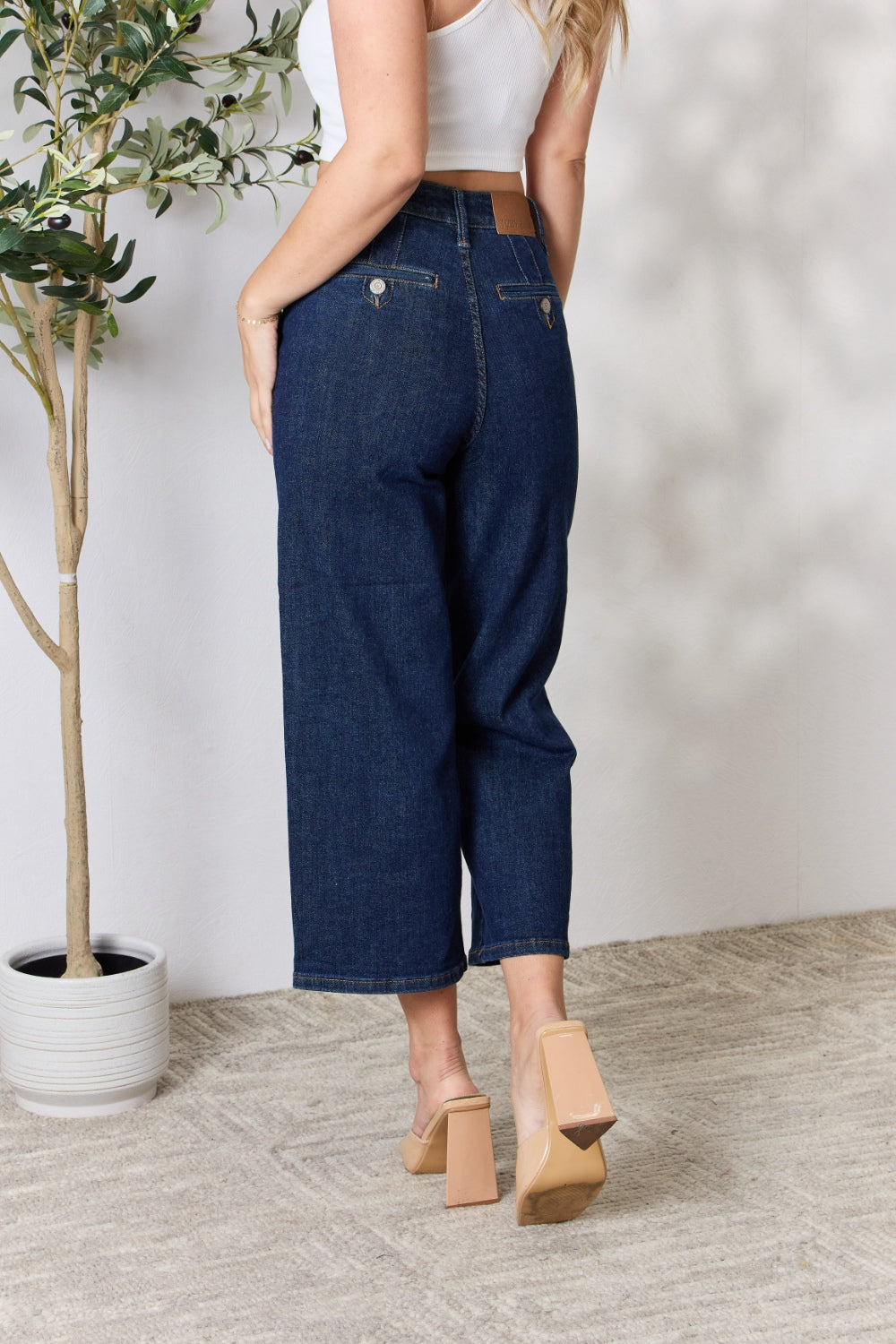 Judy Blue Full Size High Waist Cropped Wide Leg Jeans