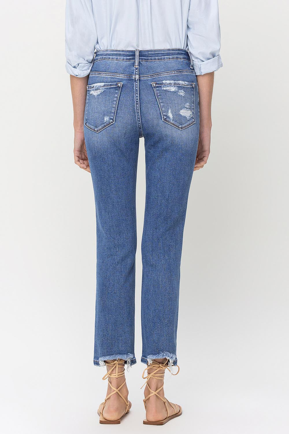 Lovervet High Rise Raw Hem Straight Jeans