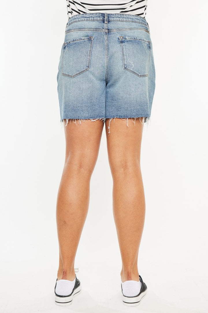 Kancan Full Size Raw Hem High Waist Denim Shorts