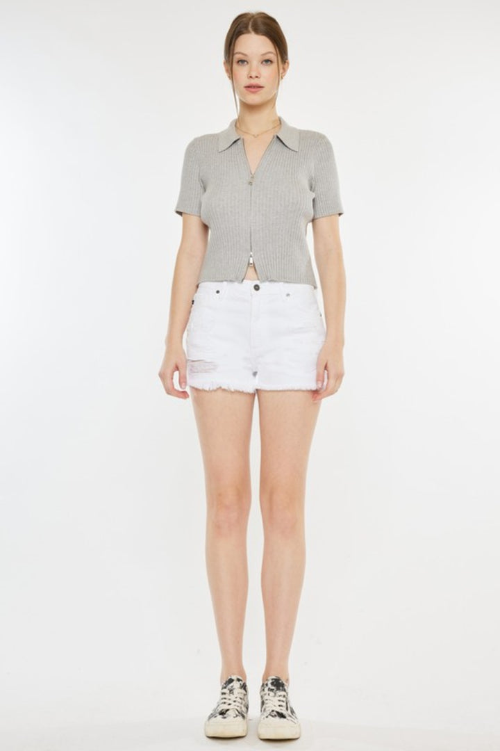 Kancan Raw Hem Distressed Denim Shorts