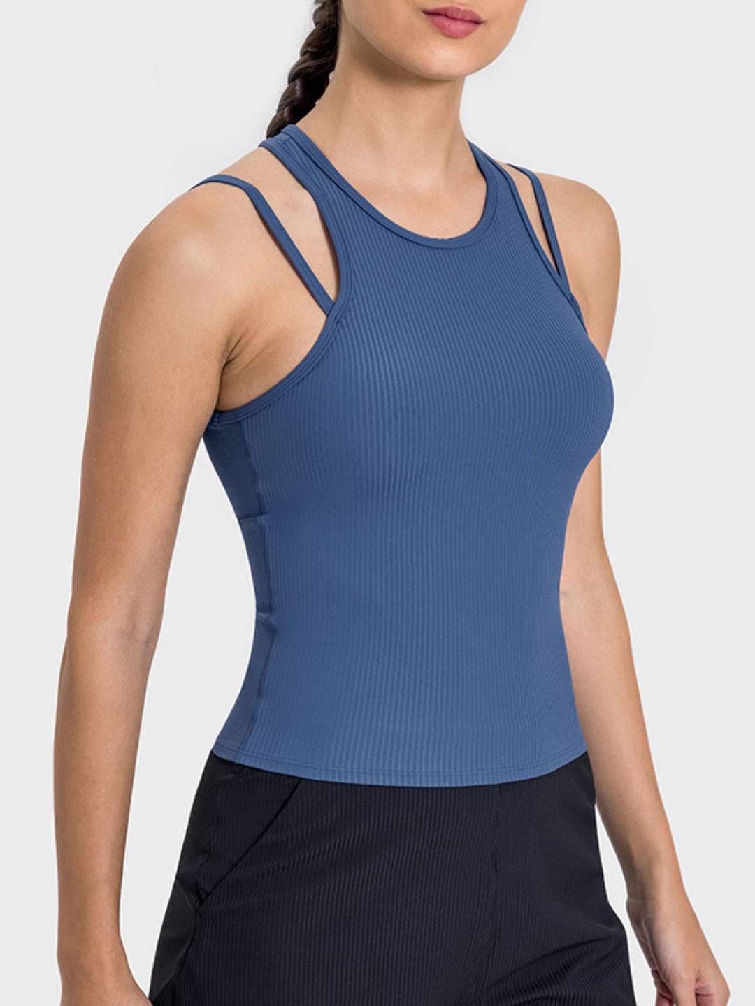 Cutout Round Neck Racerback Active Tank