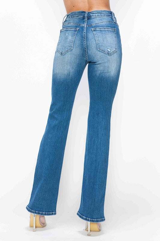 bytos Full Size Distressed High Rise Jeans with Pockets