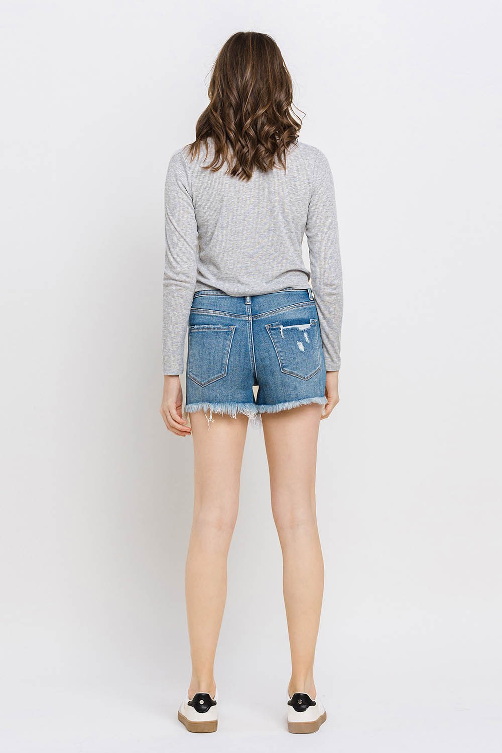 Vervet by Flying Monkey Distressed Raw Hem Denim Shorts