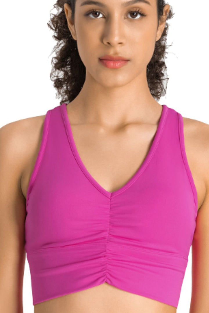 Gathered Detail Halter Neck Sports Bra - ALINA VOGT