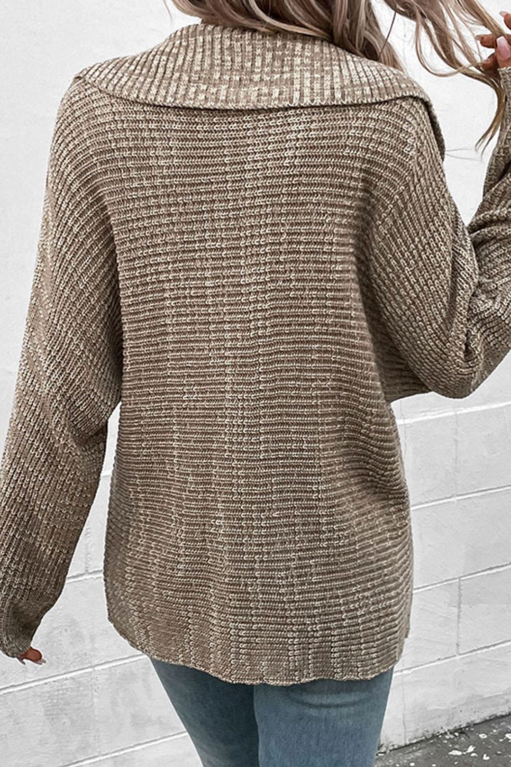 Heathered Horizontal-Ribbing Pullover Sweater - ALINA VOGT