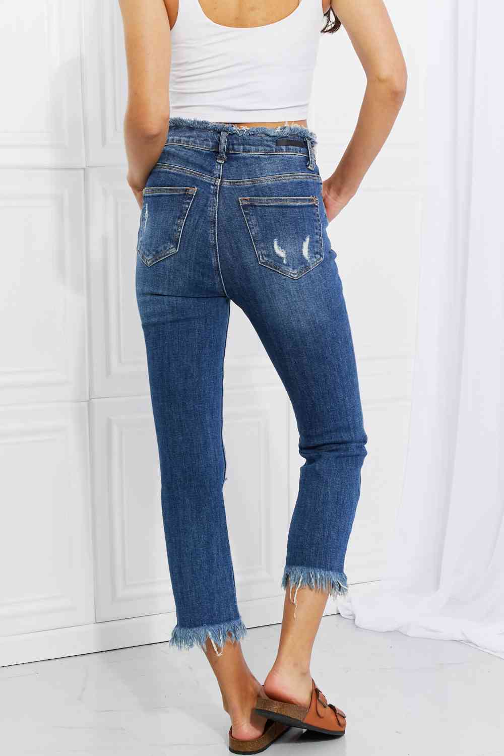 RISEN Full Size Undone Chic Straight Leg Jeans