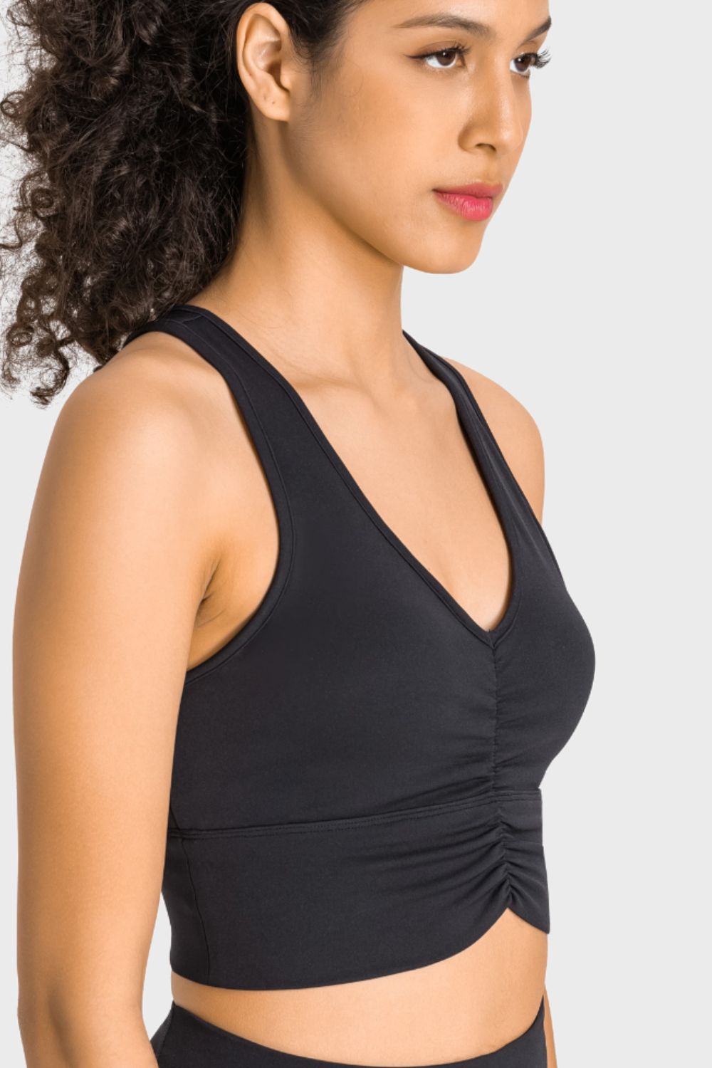 Gathered Detail Halter Neck Sports Bra - ALINA VOGT