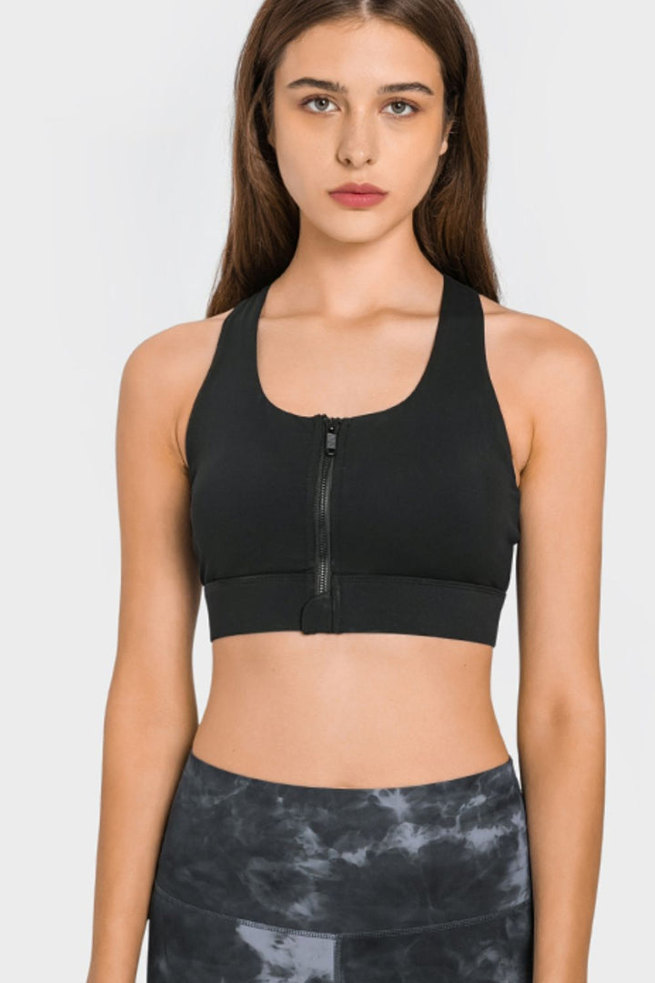 Zip Up Racerback Sports Bra - ALINA VOGT