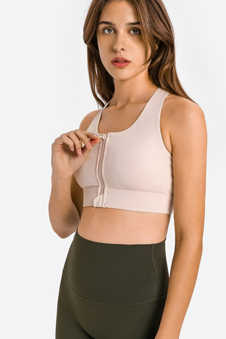 Zip Up Racerback Sports Bra - ALINA VOGT