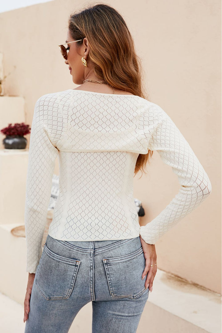 Scoop Neck Long Sleeve Knit Top