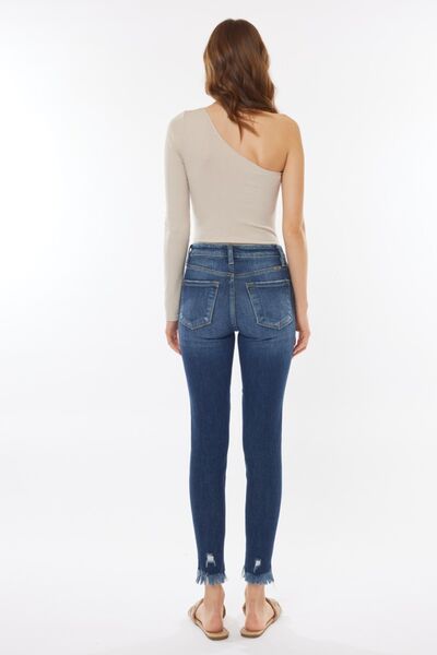 Kancan Raw Hem High Waist Cropped Jeans