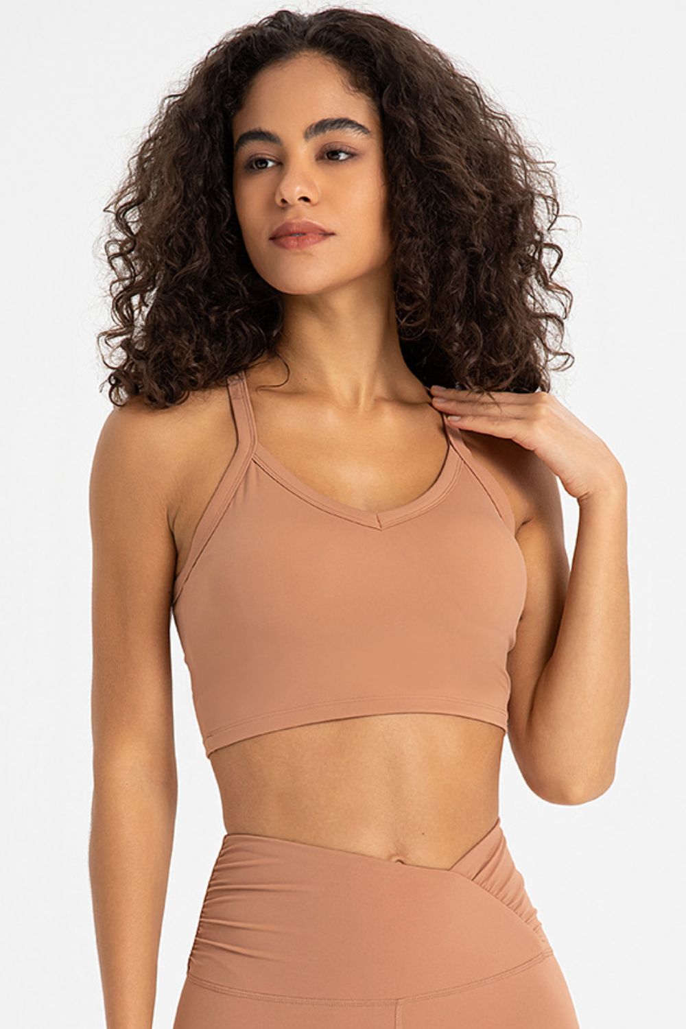 Crisscross Back V-Neck Sports Bra