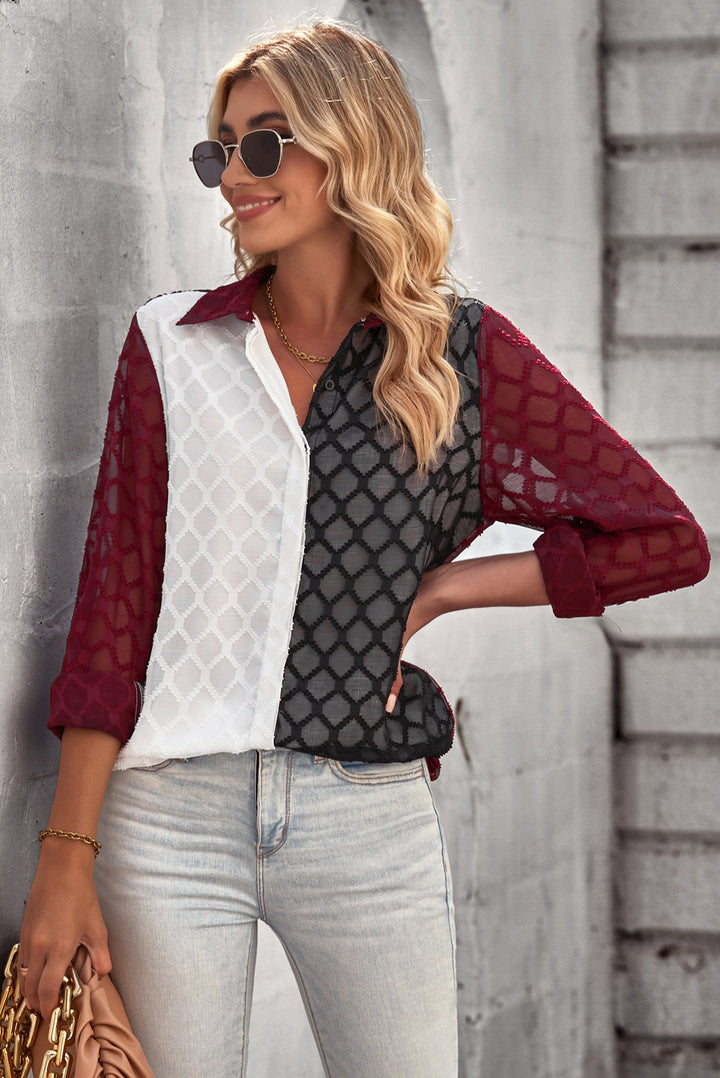 Curved Hem Button-Up Long Sleeve Shirt - ALINA VOGT