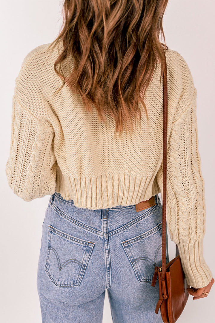 Cable-Knit Cropped Cardigan and Cami Set - ALINA VOGT