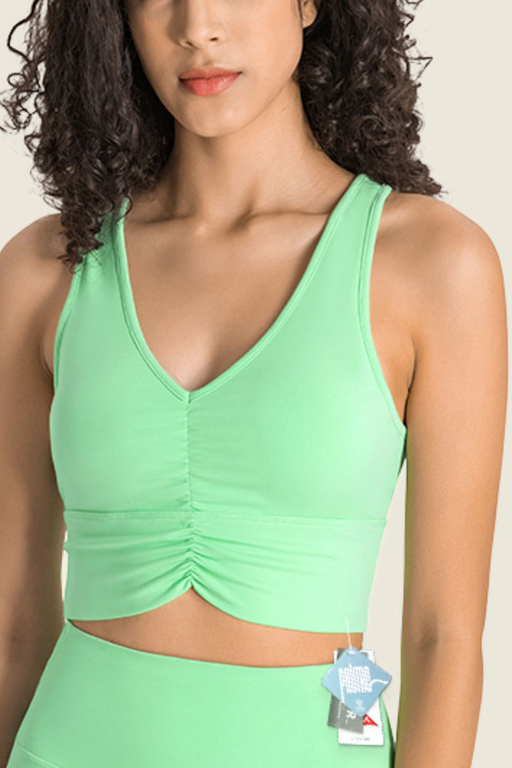 Gathered Detail Halter Neck Sports Bra - ALINA VOGT