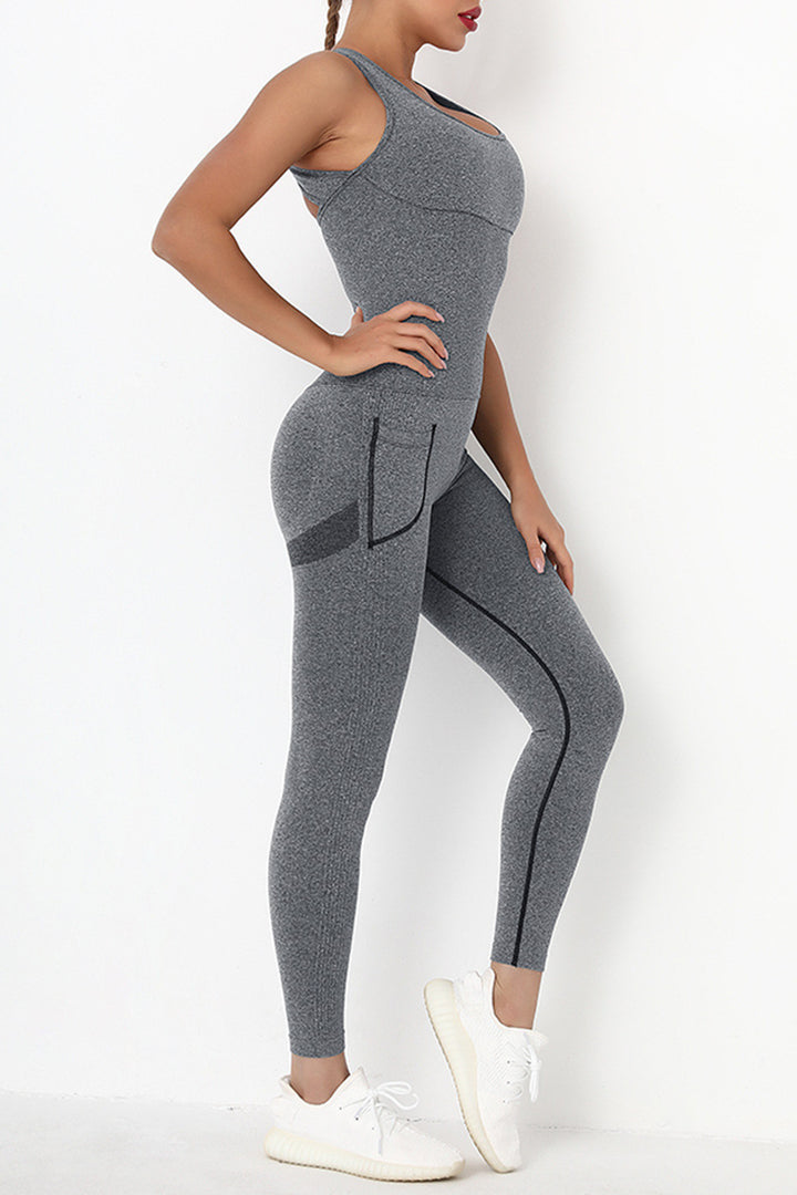 Crisscross Wide Strap Active Jumpsuit