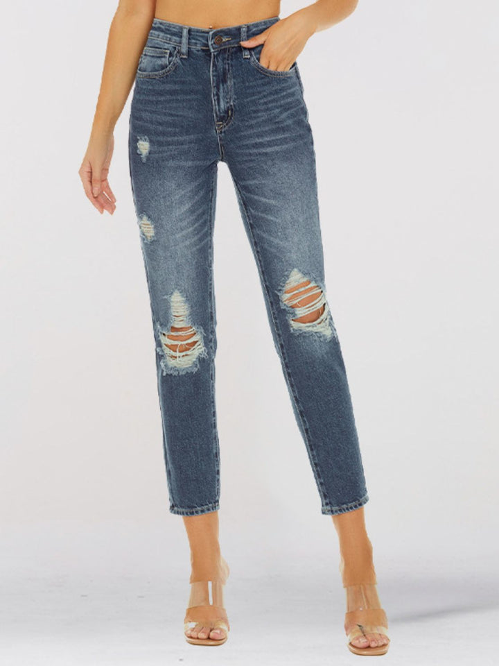 Distressed Skinny Cropped Jeans