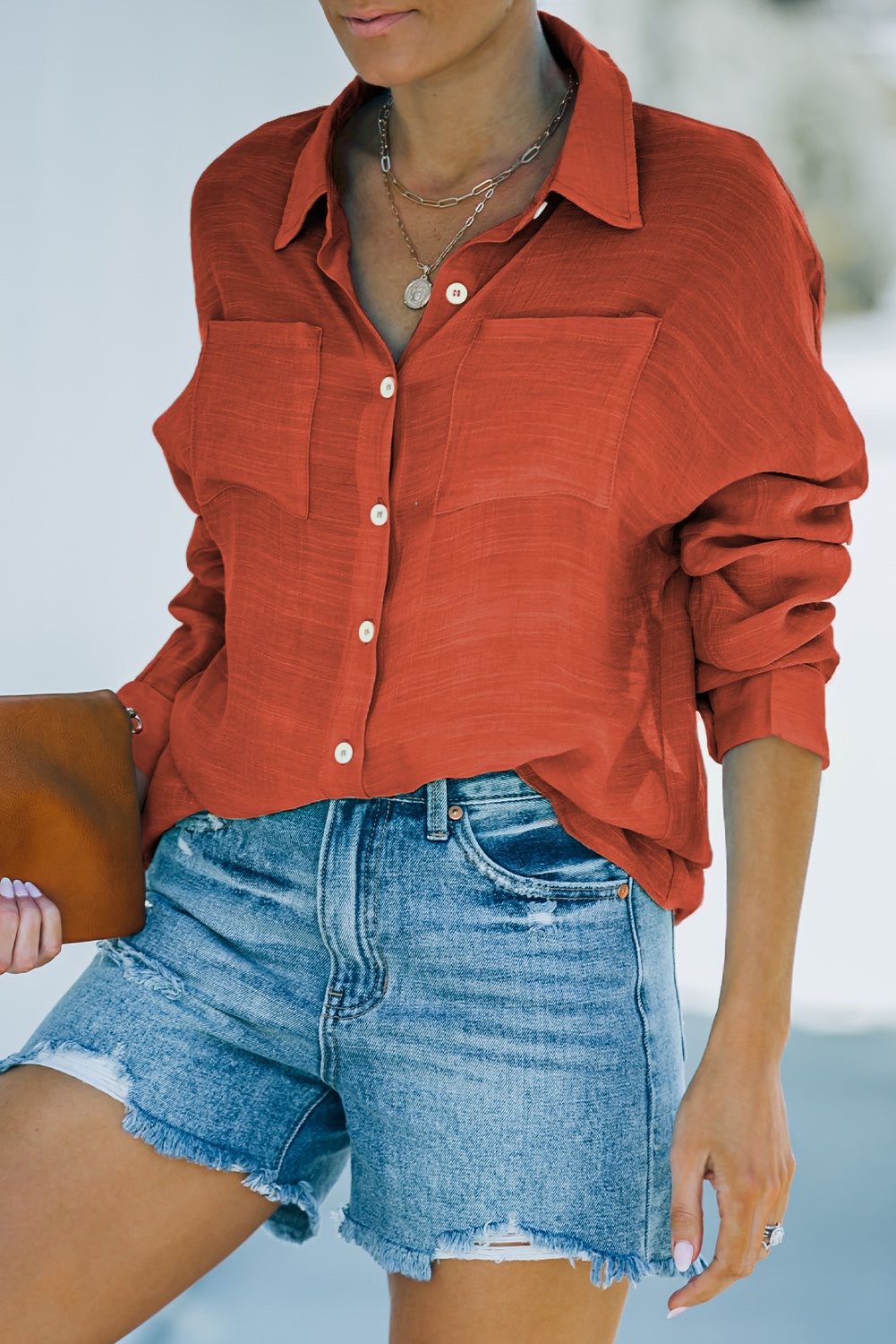 Button-Up Shirt with Breast Pockets