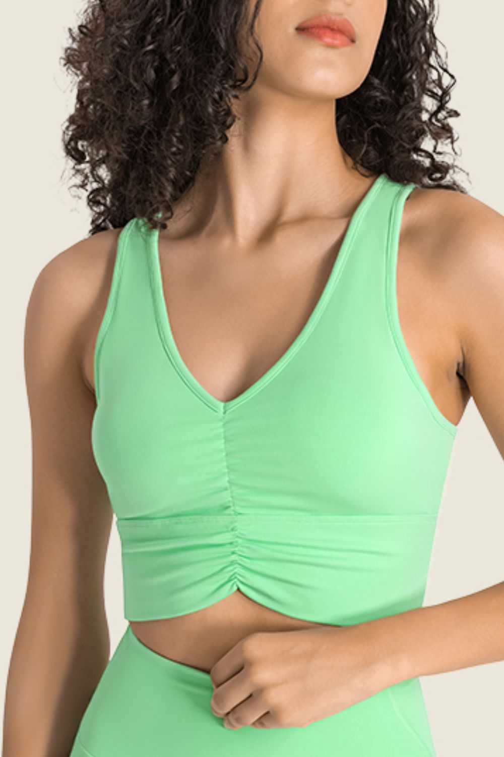 Gathered Detail Halter Neck Sports Bra - ALINA VOGT