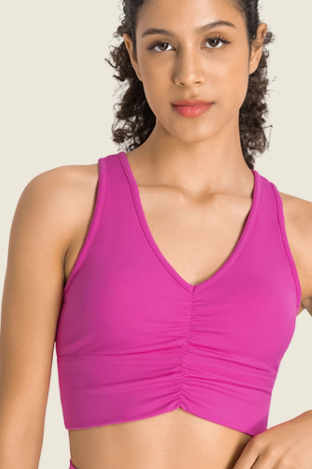 Gathered Detail Halter Neck Sports Bra - ALINA VOGT