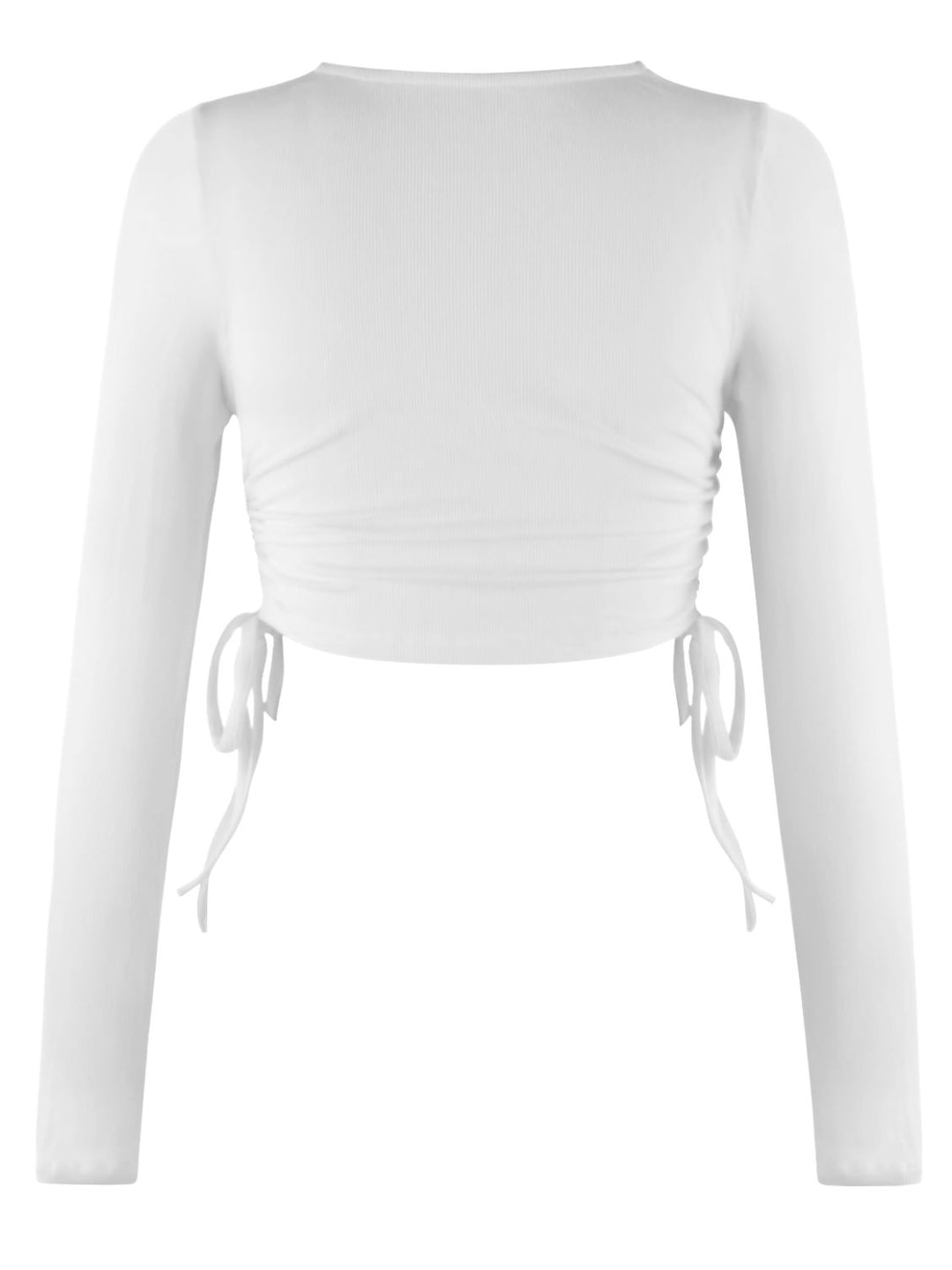 Drawstring Round Neck Long Sleeve Top