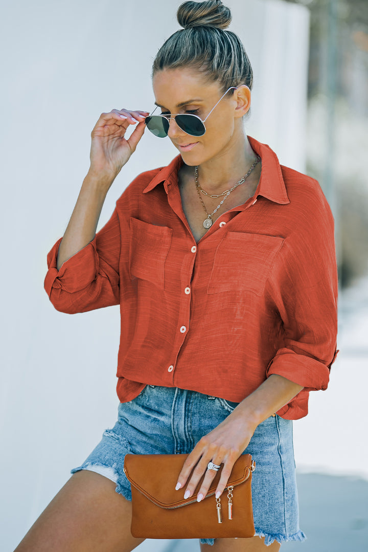 Button-Up Shirt with Breast Pockets